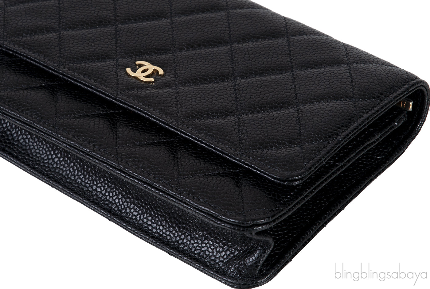Black Quilted Caviar WOC Wallet on Chain
