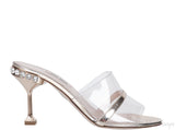 Gold Metallic Leather & PVC Mules