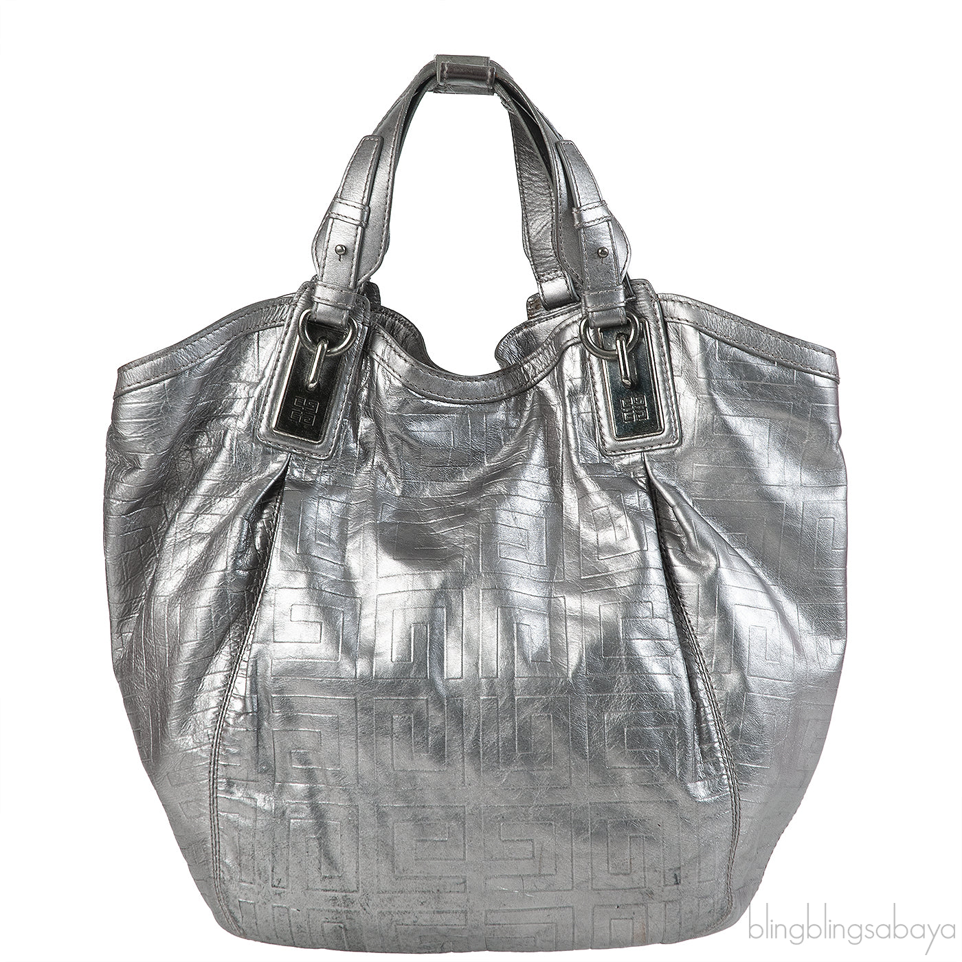 Givenchy Metallic Grey GG Leather Hobo Bag