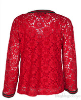 Red Floral Lace Chain Tiger Blouse