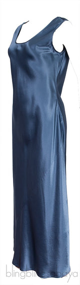 Capua Sleeveless Satin Blue Grey Midi Dress