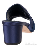 Martamod Navy Blue Satin Mules