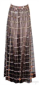 Mirror & Crystal  Embellished Black Maxi Skirt