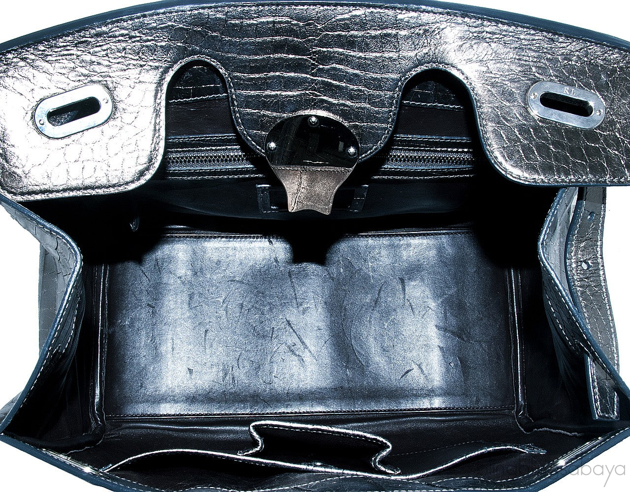 Ricky Metallic Silver Alligator Bag