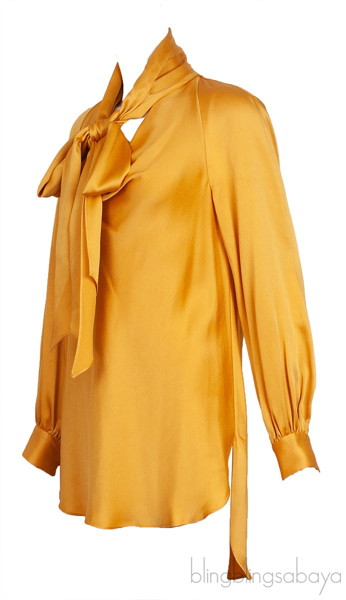 Yellow Gold Long Back Tie-neck Shirt