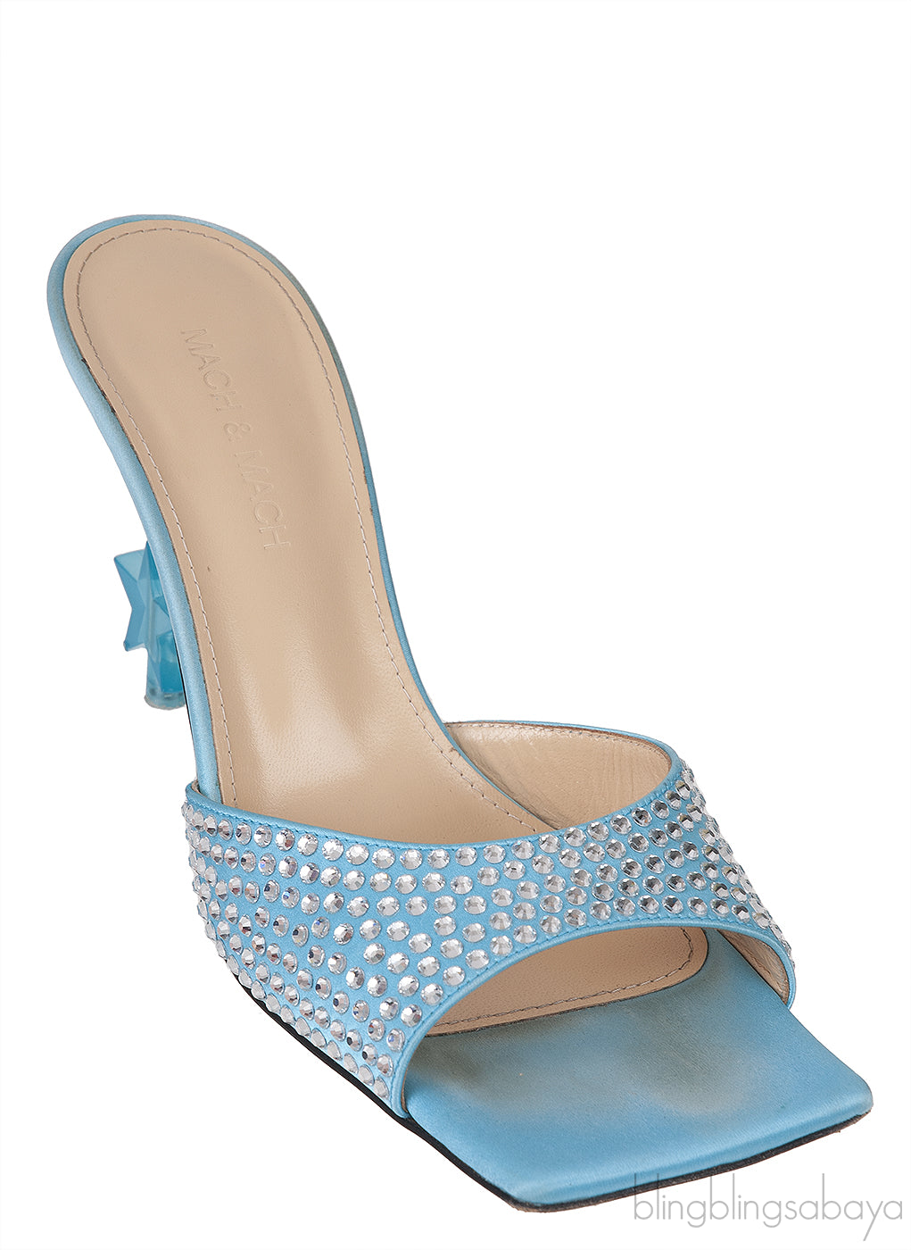 Ocean Blue Crystal Embellished Star Mules