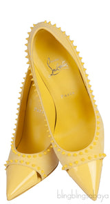 Duvette Spikes 100 Suede Yellow Pumps