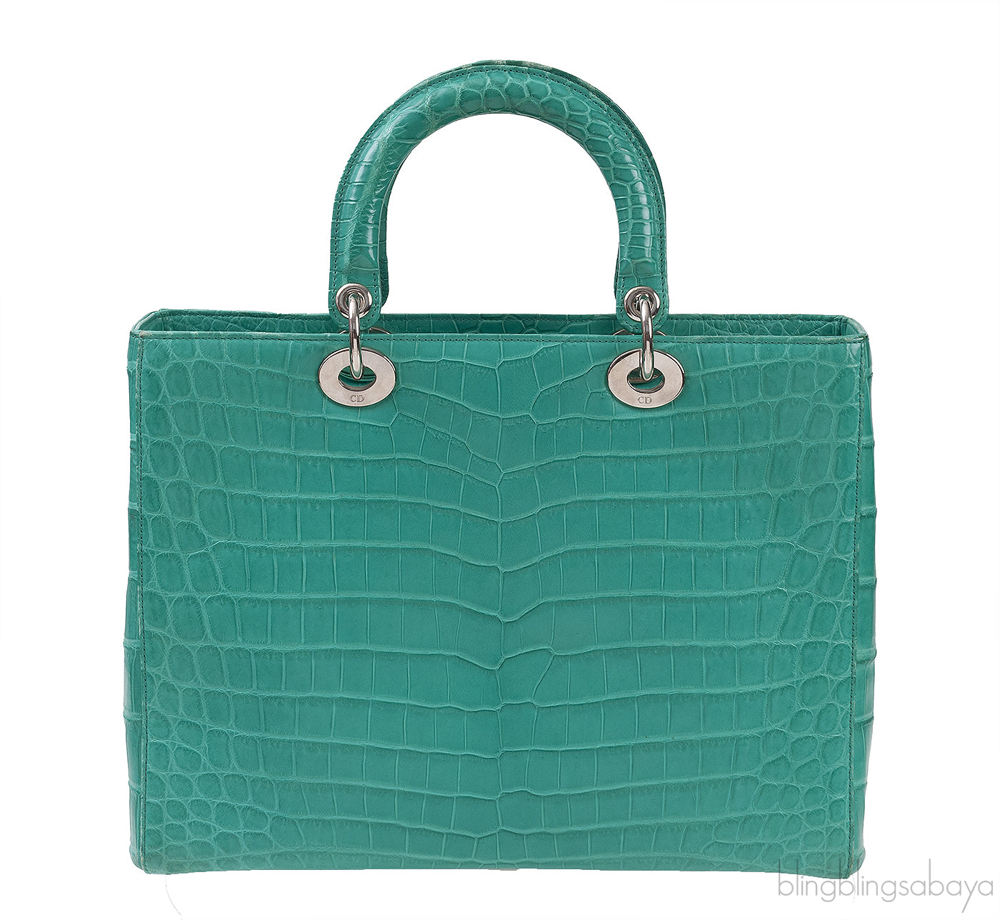 Lady Dior Large Green Crocodile Handbag
