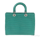 Lady Dior Large Green Crocodile Handbag