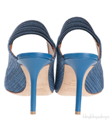Malone Souliers Denim Pointed Toe Slingback Heels