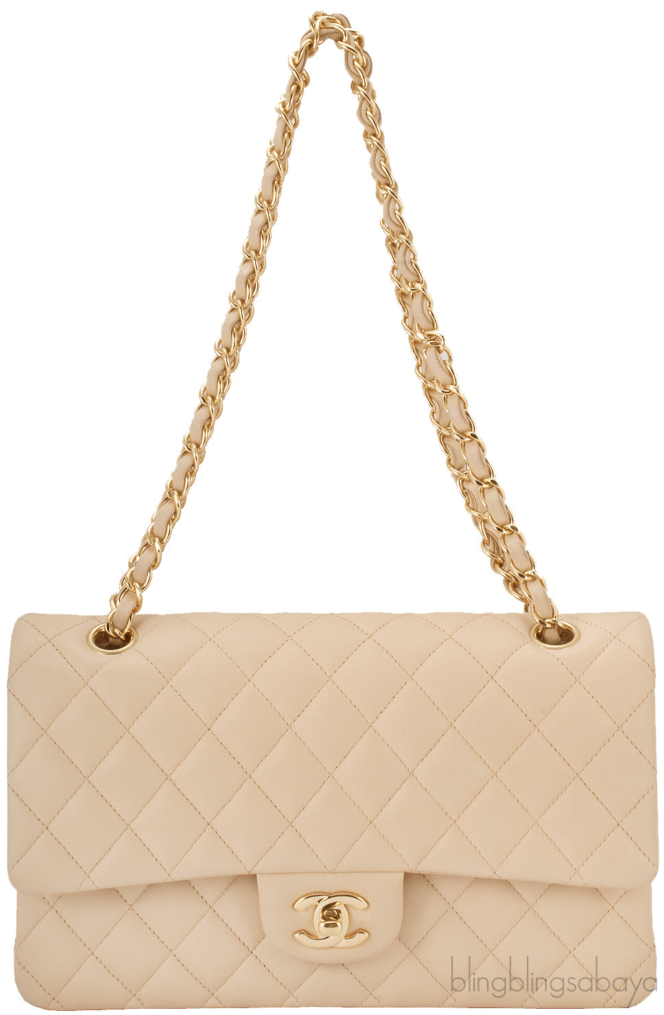Classic Beige Matte Quilted Flap Bag