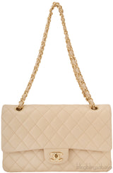 Classic Beige Matte Quilted Flap Bag