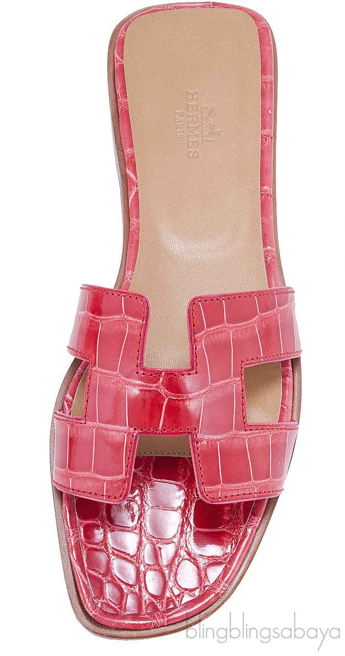 Oran Sandals Bordeaux Alligator