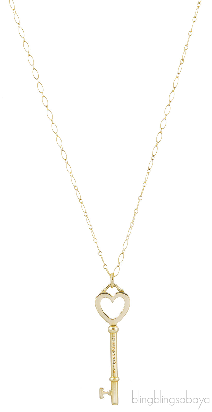 Heart Yellow Gold Key Pendant Necklace