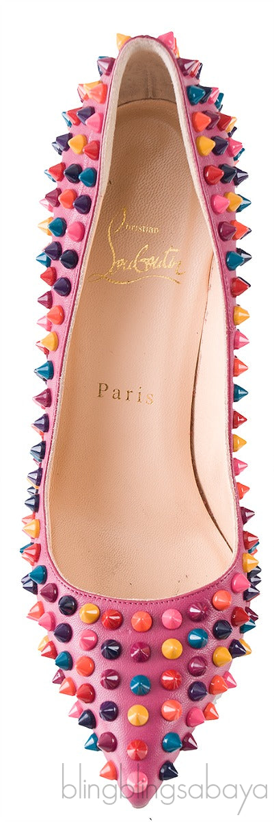 Multicolored Spike Purple Leather Pump