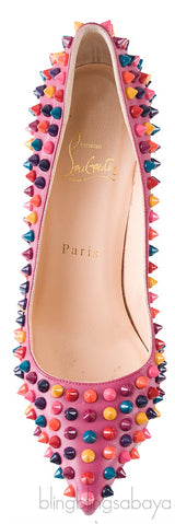 Multicolored Spike Purple Leather Pump