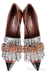 Kiltie Crystal Fringe Vinyl & Leather Point-Toe Heels