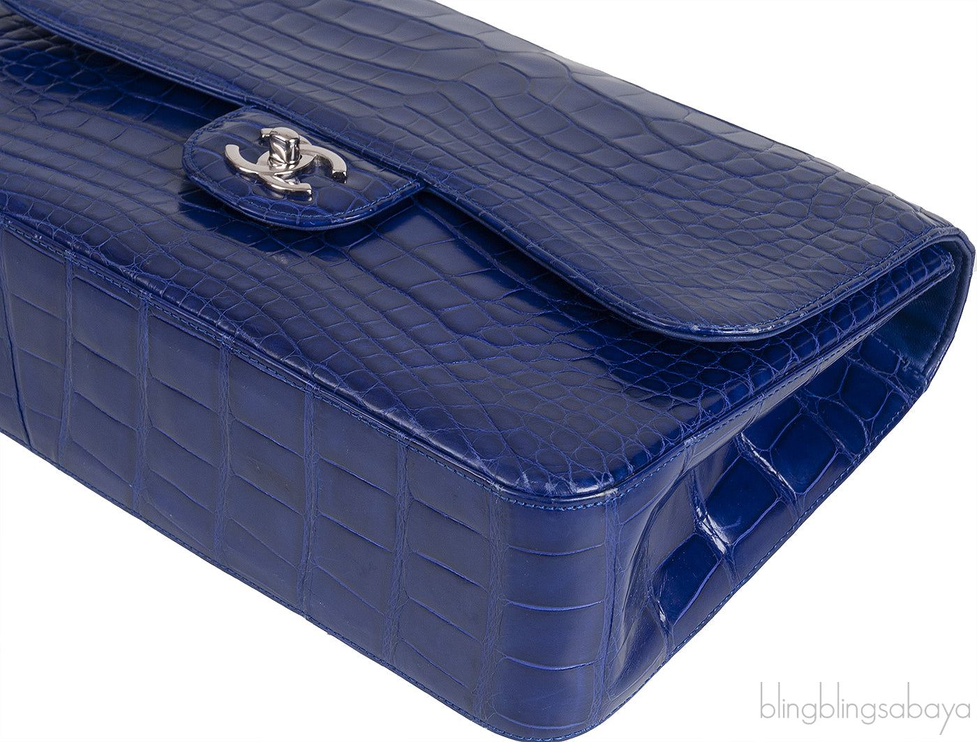 Classic Blue Iris Crocodile Jumbo Flap Bag