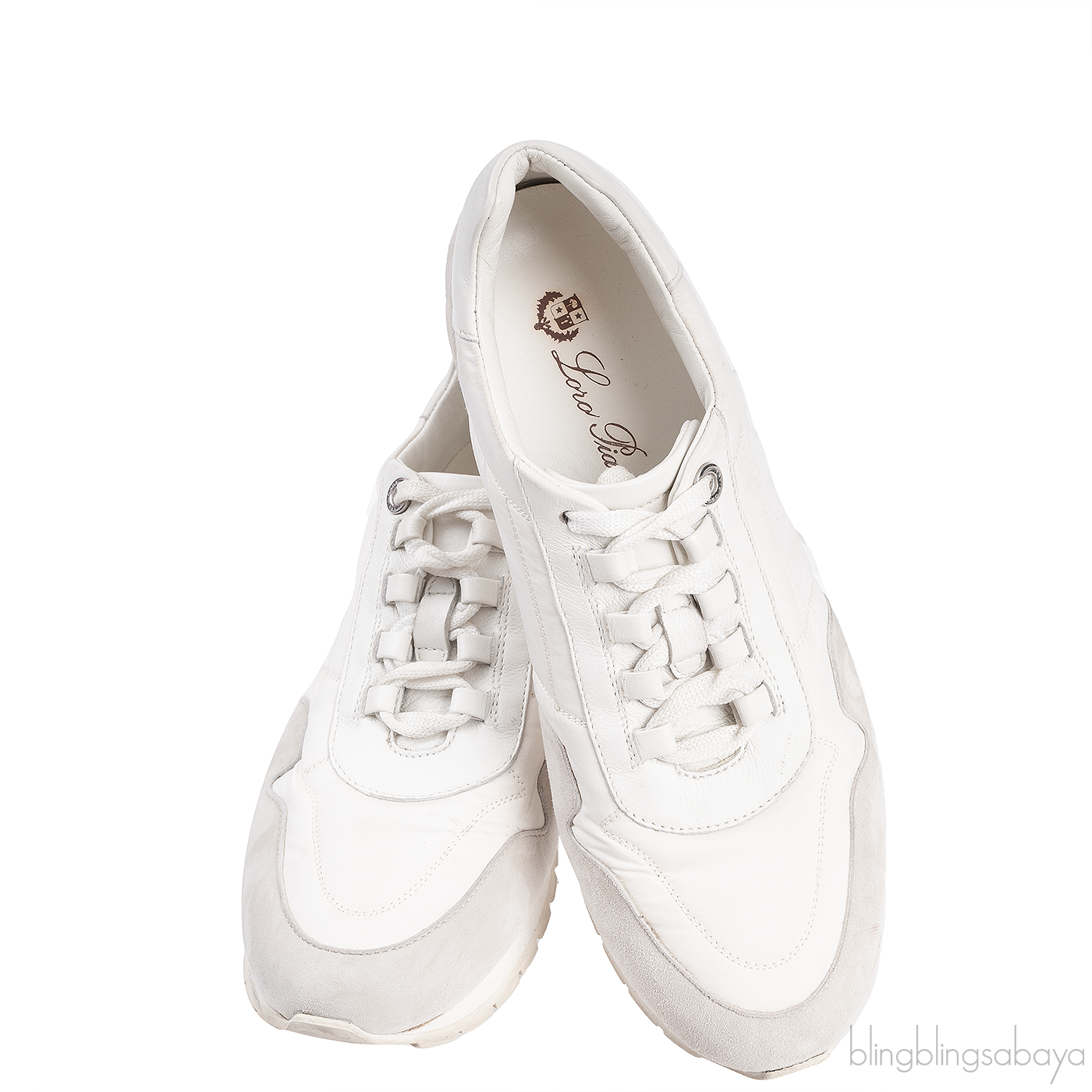 Loro Piana My Wind White Microfibre and Grey Suede Sneakers