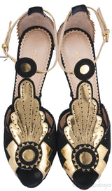 Sunset Art Deco Suede Pump