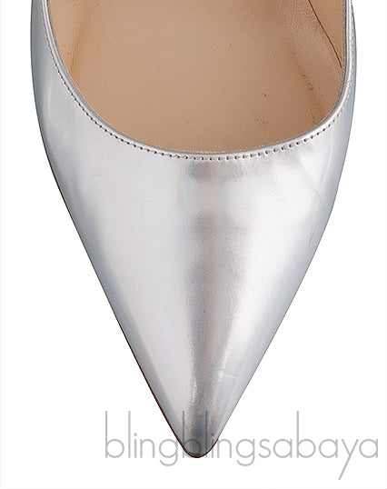 Silver Metallic Pointed Toe Heels