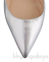 Silver Metallic Pointed Toe Heels