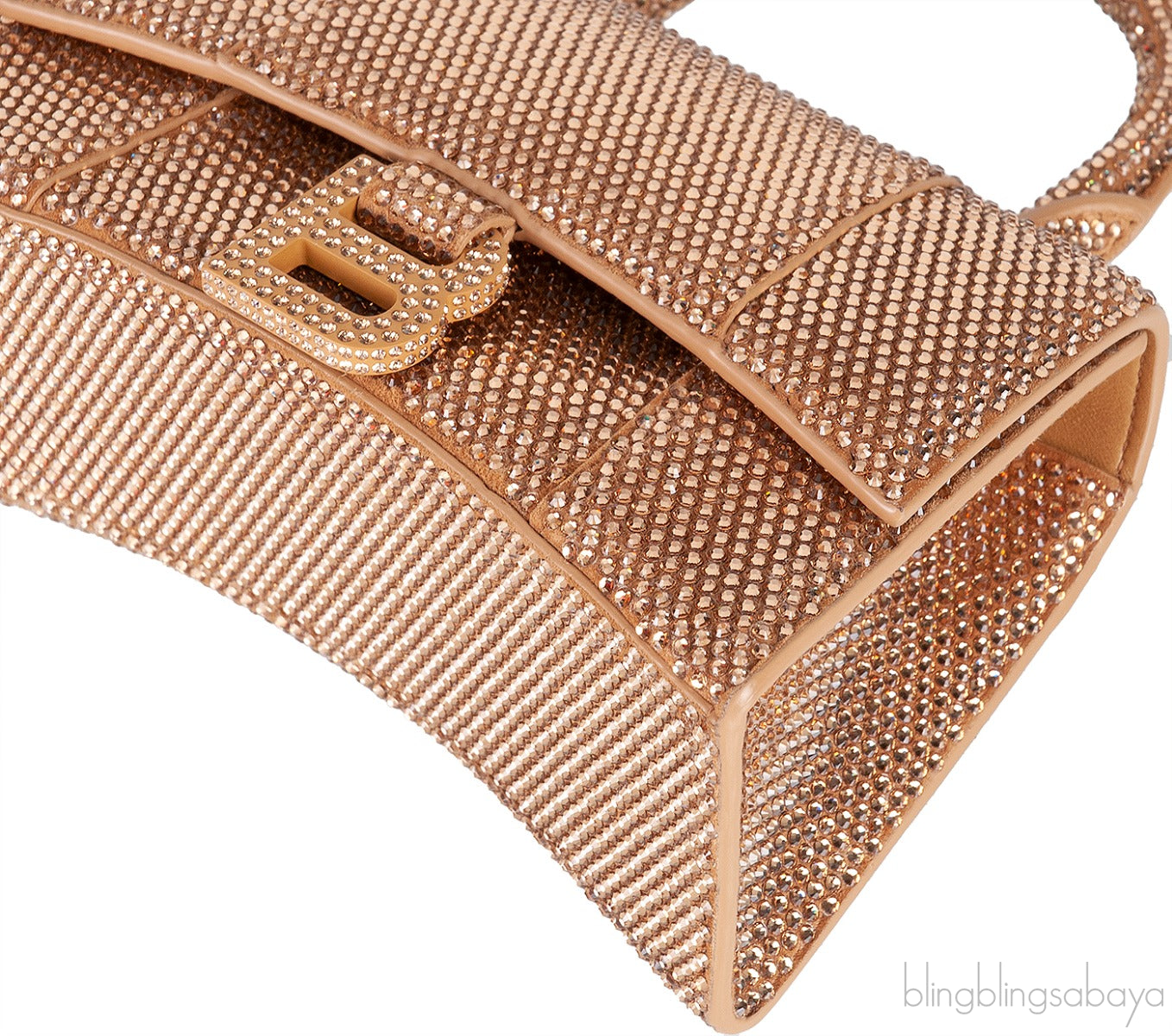 Hourglass XS Gold Rhinestone Suede Calfskin