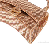Hourglass XS Gold Rhinestone Suede Calfskin