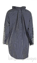 Balenciaga White Blue Stripe Newspaper Print Shirt