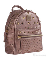Metallic Leather Studded Mini Backpack