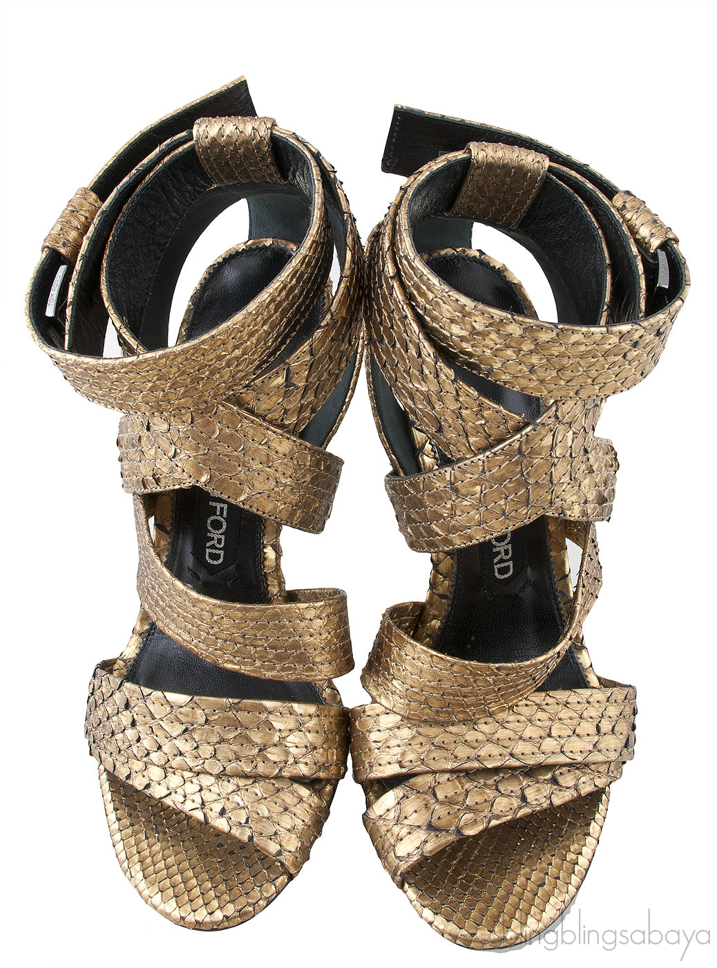 Gold Python Strappy Sandals