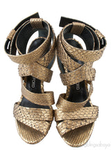 Gold Python Strappy Sandals
