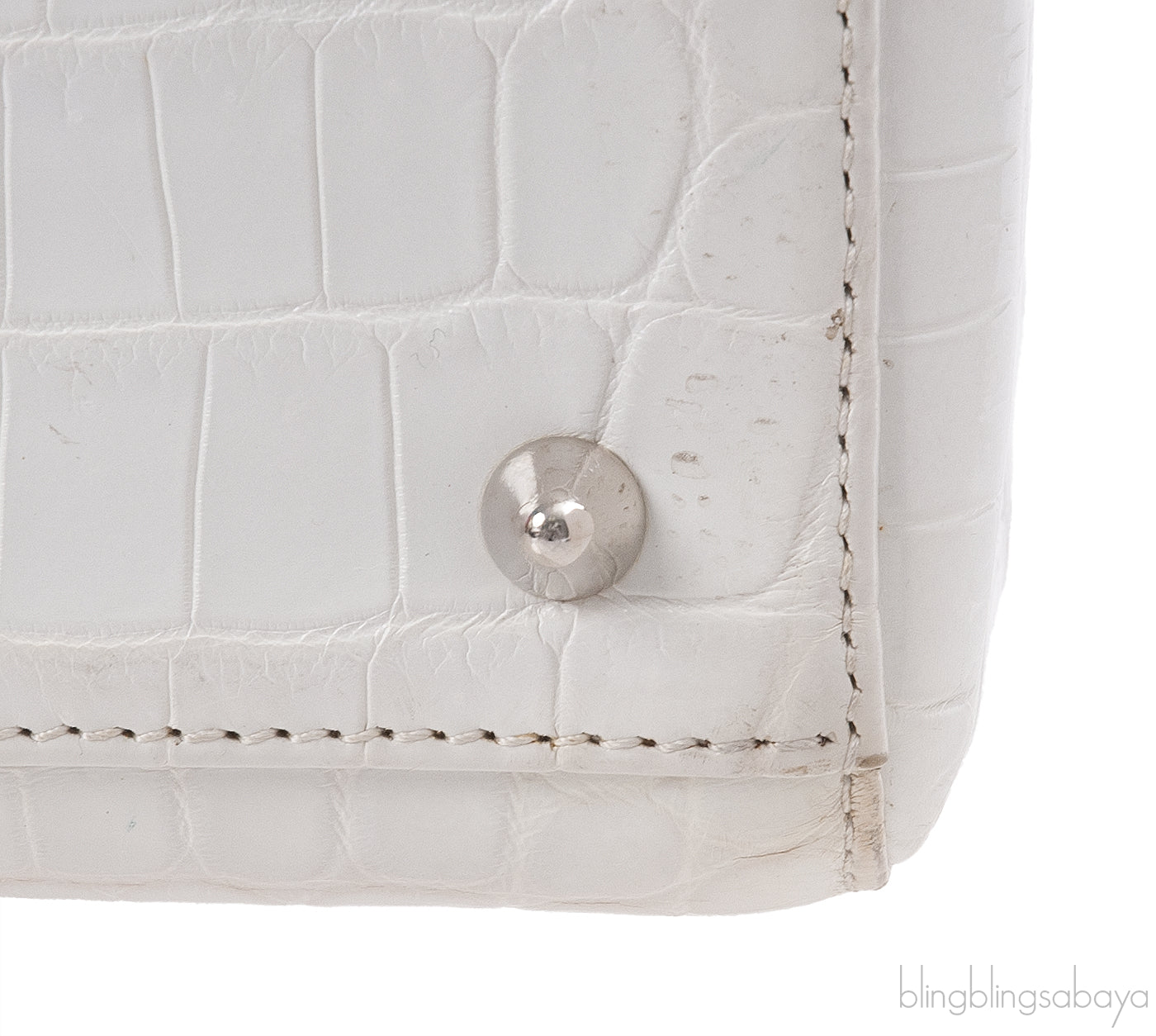 Christian Dior Lady Dior White Printed Crocodile Medium Bag