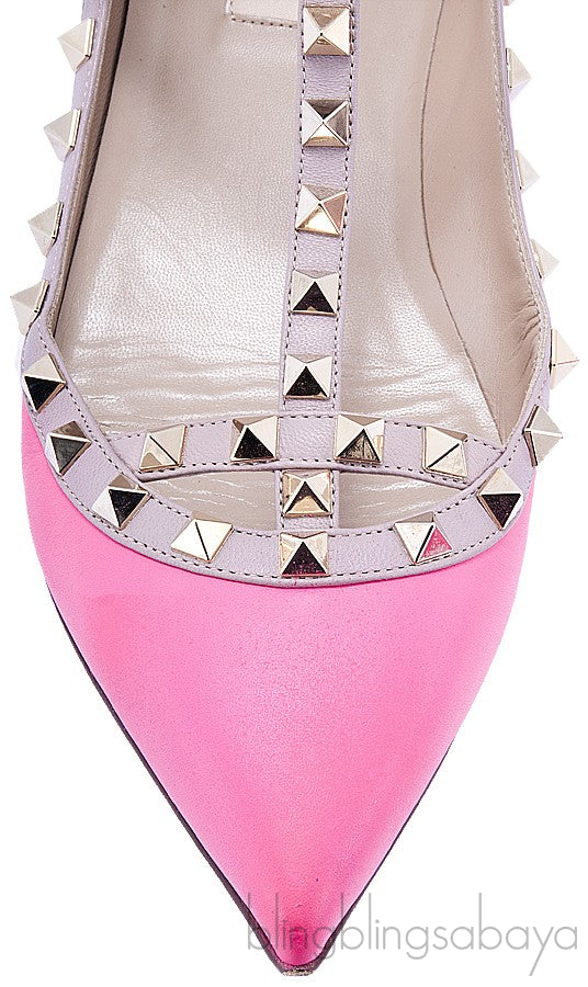 Pink Rockstud Flat Ballerina