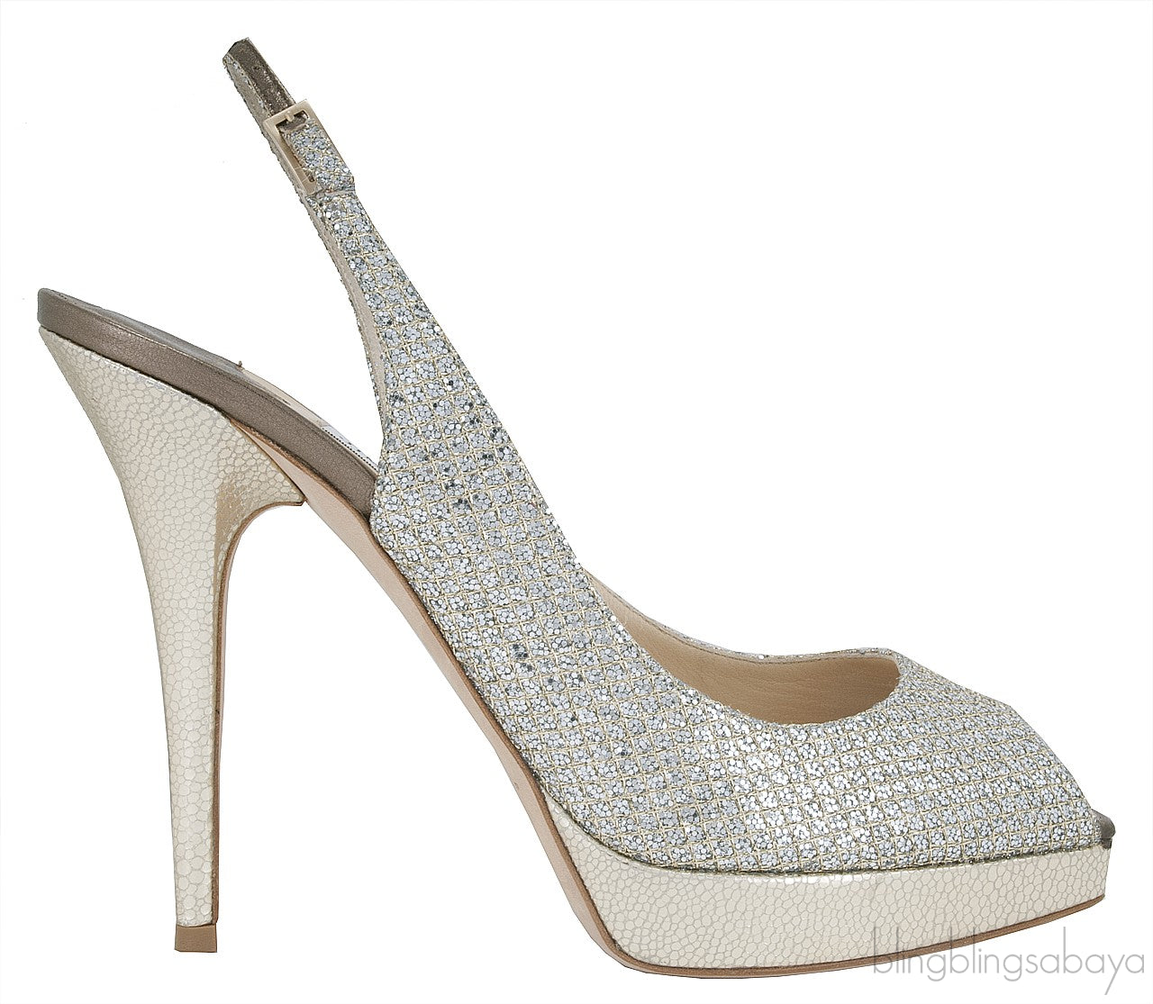 Champagne Glitter Mesh Slingback