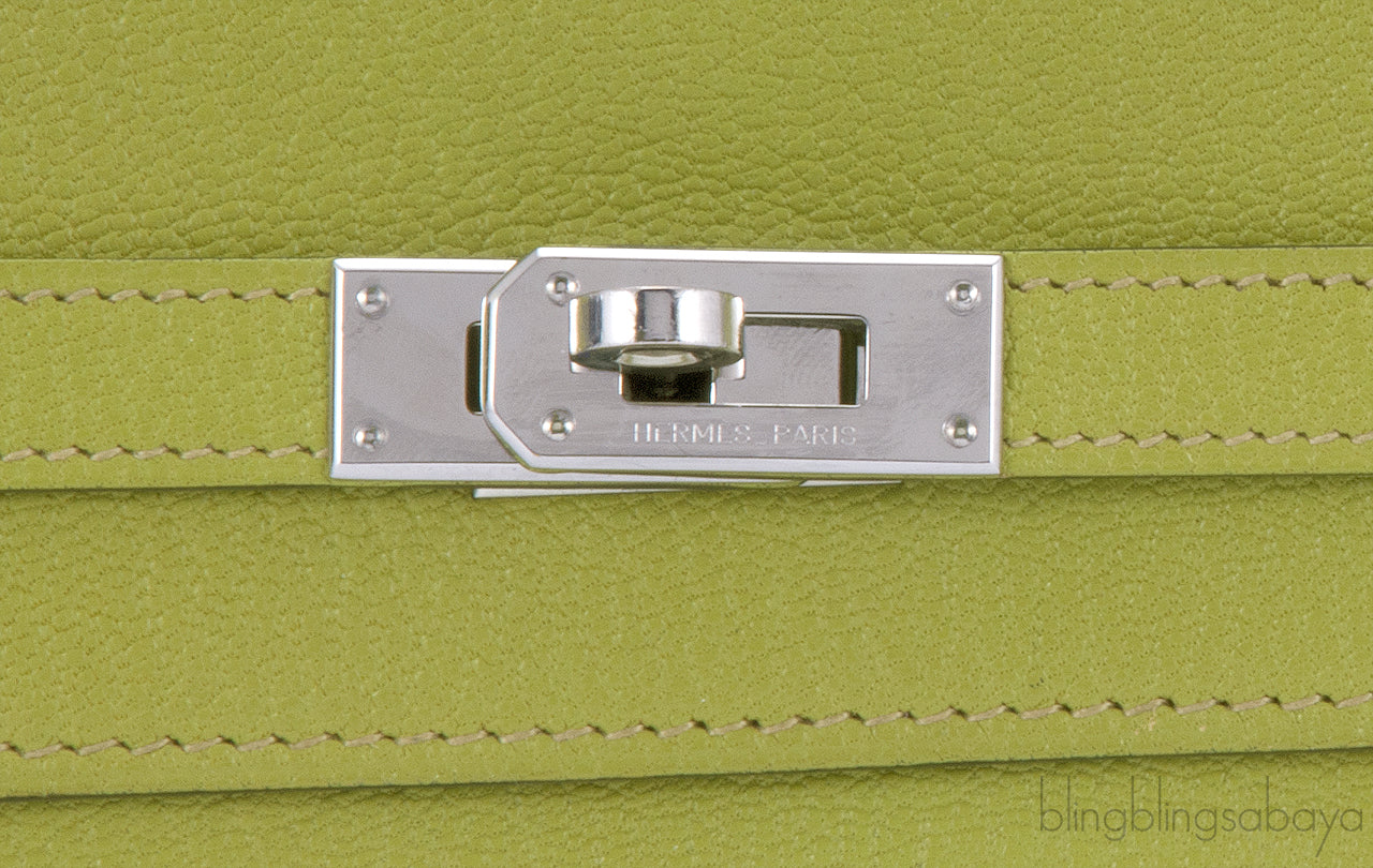 Kelly Long Wallet Chevre Vert Anis