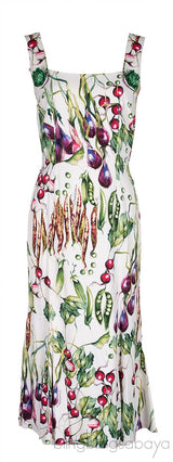 White Printed Sleeveless Midi Dress