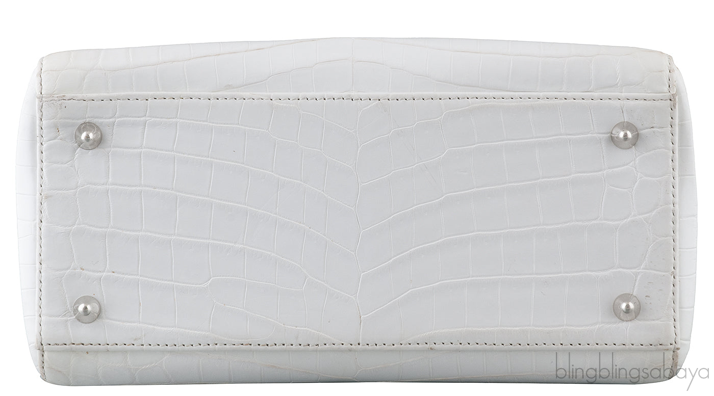 Christian Dior Lady Dior White Printed Crocodile Medium Bag