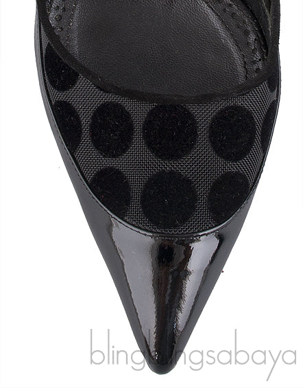 Black Mesh Polka Dot Heels