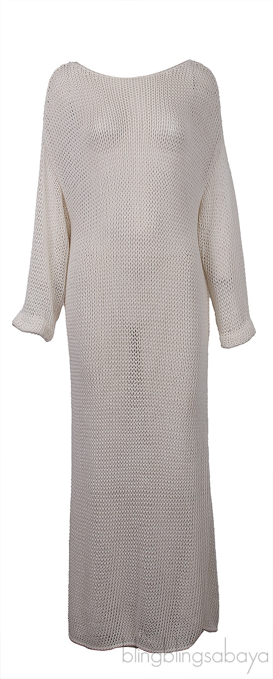 Ivory Opal Crocheted Cotton-blend Maxi Dress