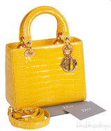 Lady Dior Yellow Crocodile Medium Bag