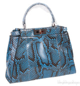 Peekaboo Medium Blue Python Bag