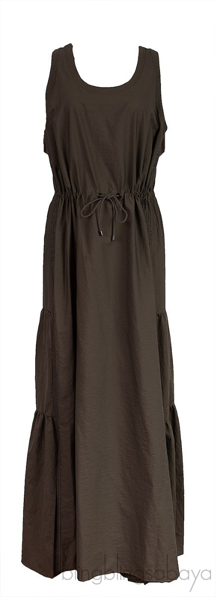 Army Green Cotton Blend Maxi Dress