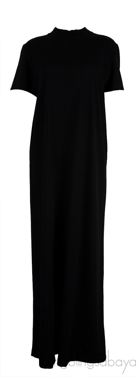 Black Cotton Plain Maxi Dress