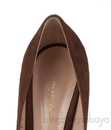 Brown Suede Pointed Toe Heels