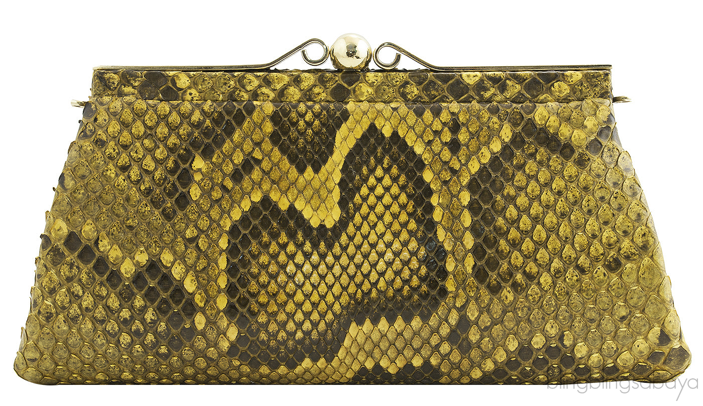 Yellow Python Clutch Bag