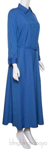 Blue Cotton Belted Dress