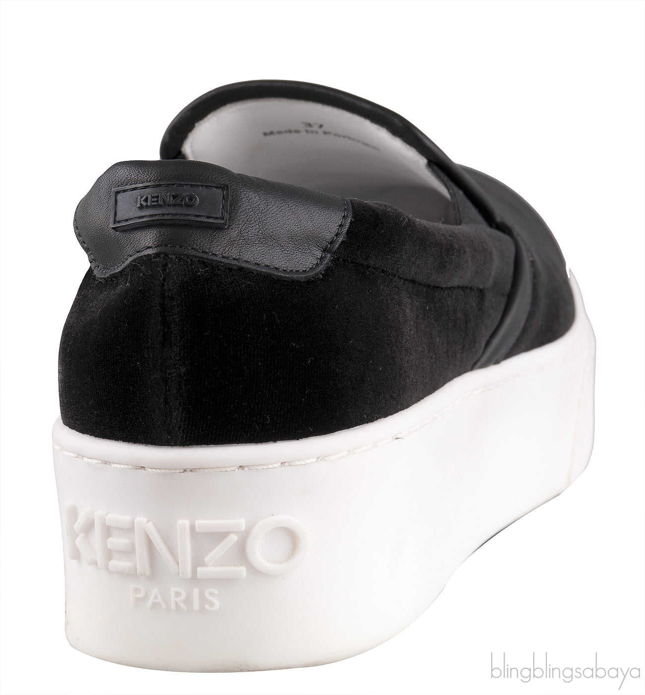 Black Velvet Logo Slip-on Platform