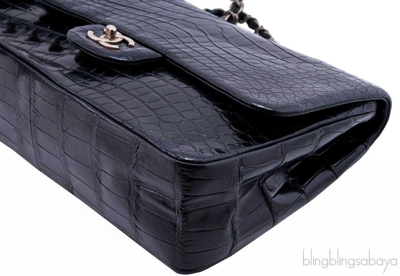Classic Jumbo Black Shiny Croco