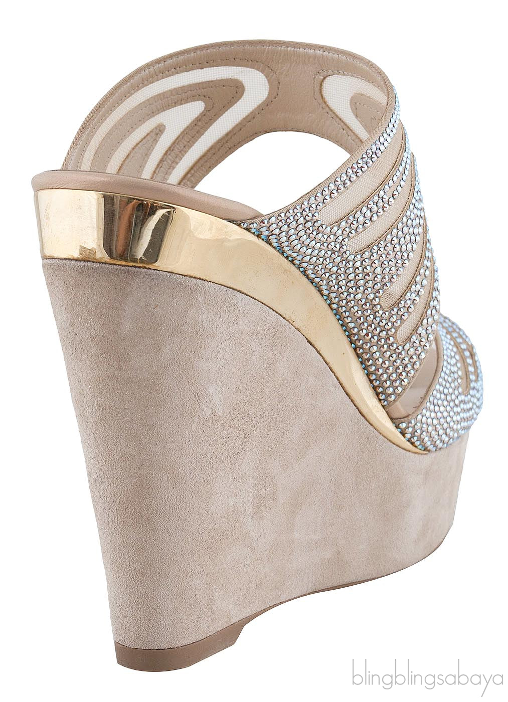 Mesh Crystal Wedge Mule